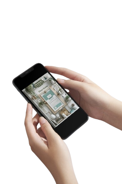 Person holding a smartphone with an app interface displayed on the screen